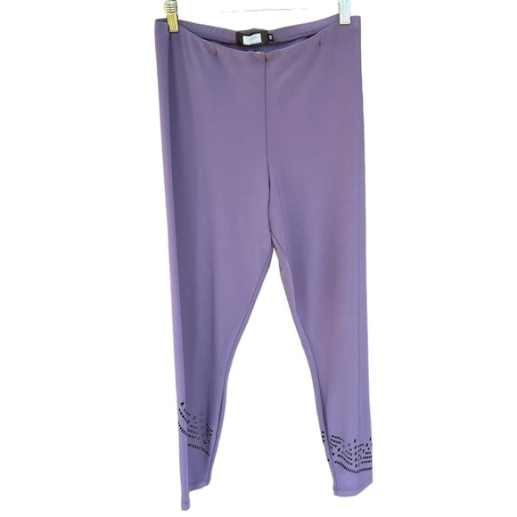 Sympli Canada Lagenlook Pull-Up Laser Cut Pants Lavender Size 10 GUC - Picture 2 of 10